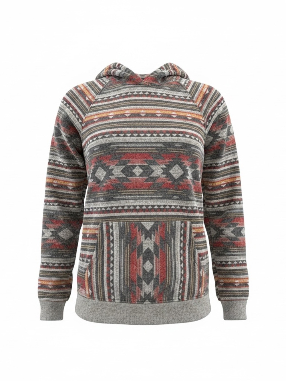 Rue21 Aztec Southwest Pullover Hoodie Gray Red Men’s Small